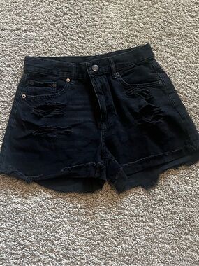 Aeropostale Black Distressed Denim Cutoff Shorts